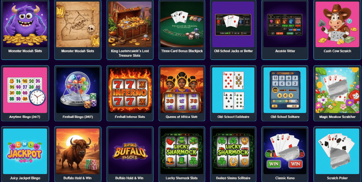 Wild Casino games collection including slots and live dealer titles